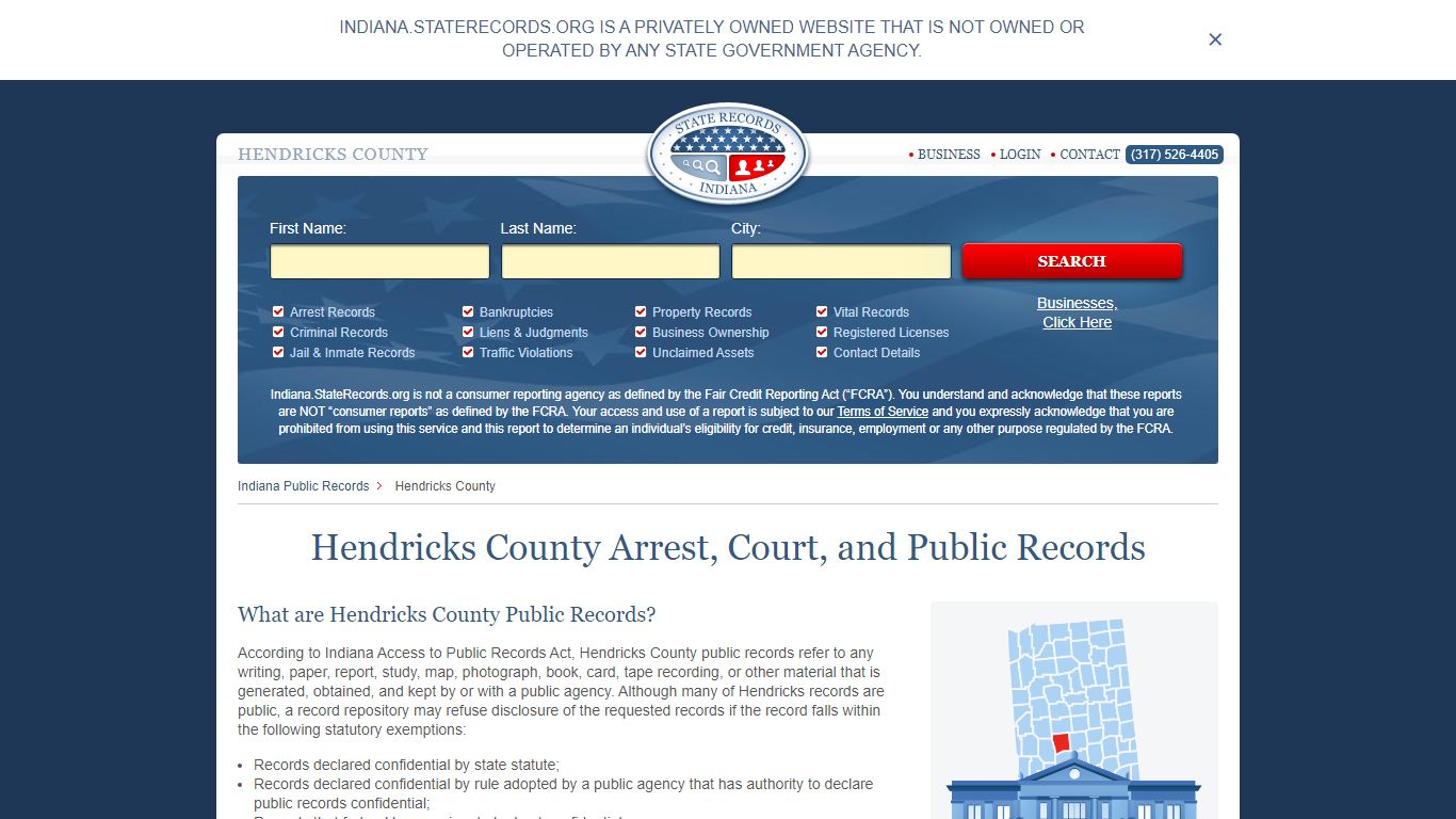Hendricks County Arrest, Court, and Public Records